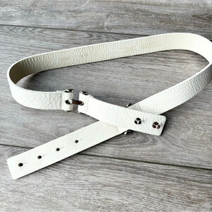 Vintage White Italian Leather Belt Made  in Canada